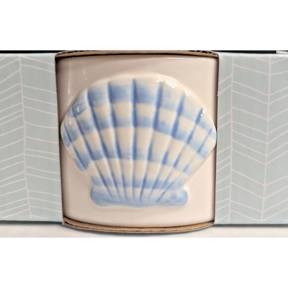 Bakeshop Ramekin Bowls 2pc Seashell Nautilus Blue White Ceramic Kitchen Gift NEW - Picture 5 of 6